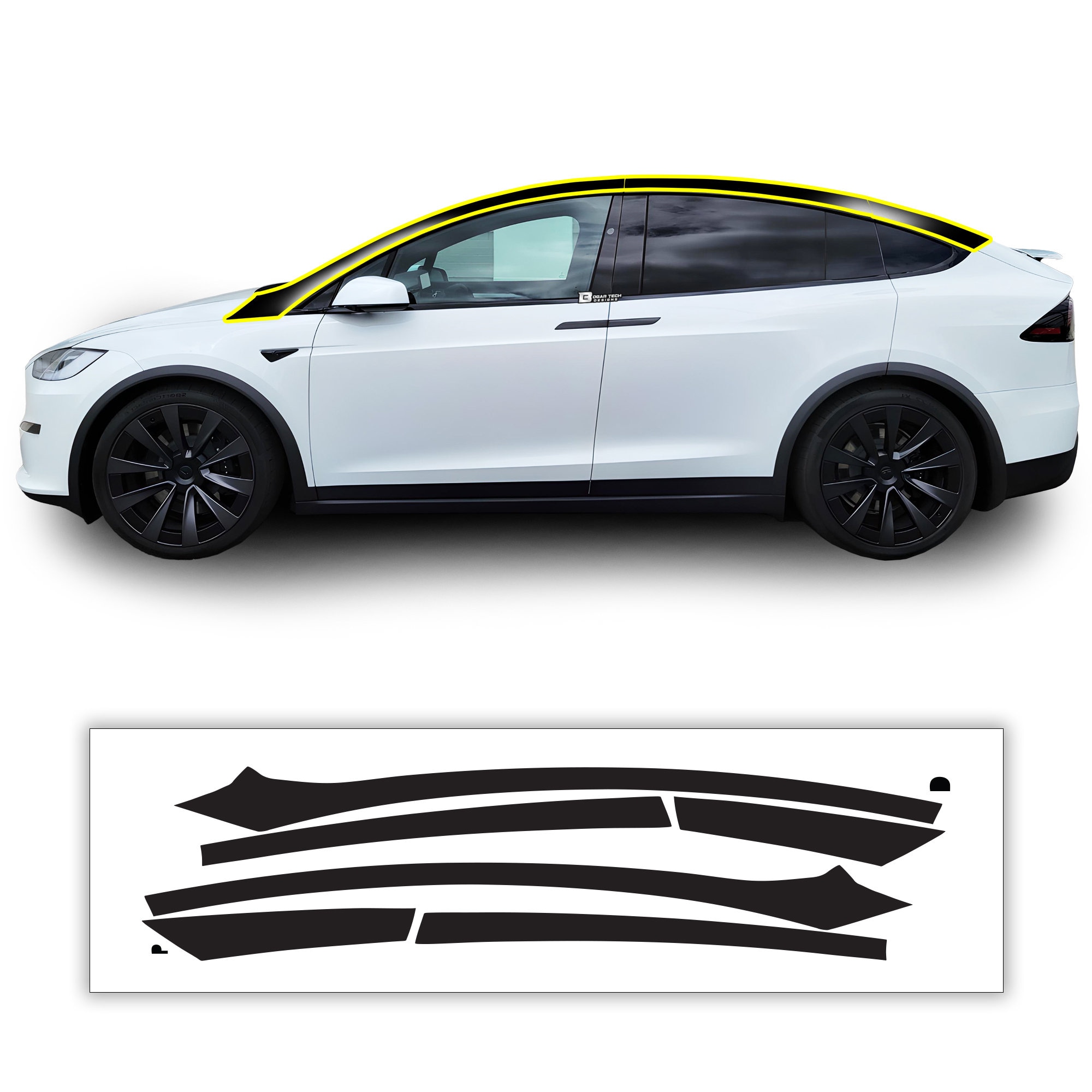 Fits Tesla Model X Two 2 Tone Pillars Delete Blackout Sport Mode
