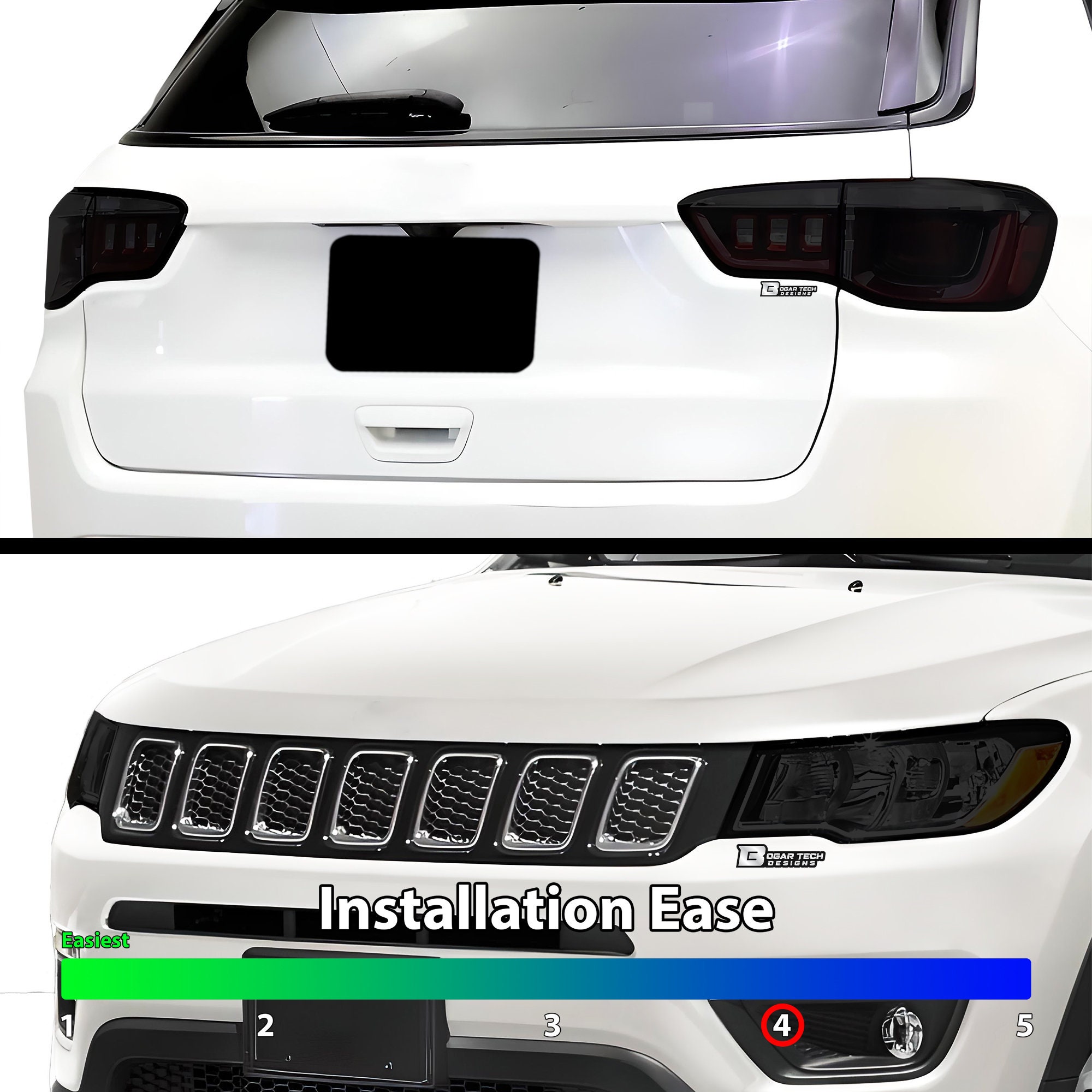SILCAR LED Right Rear Tail Light For Jeep Compass 2017+ – Red Lens, Black Housing, 12V