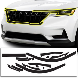 Fits Kia Carnival 2022-2025 Front Grille Side Rear Vinyl Chrome Delete Trim Blackout Decal Sticker Overlay Film 2022 2023 2024 2025