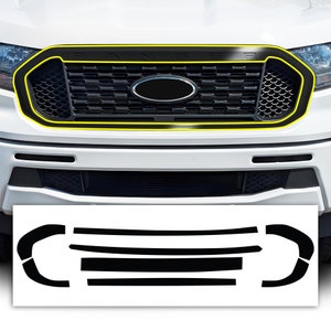 Fits Ford Ranger 2019 - 2023 Front Grille Side Rear Vinyl Chrome Delete Trim Blackout Decal Sticker Cover Overlay 2022 2021 2020