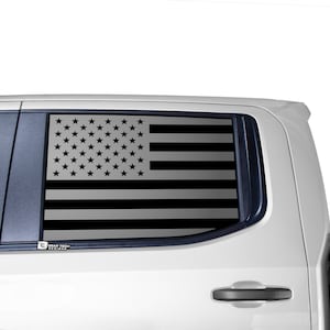 Fits 2019 - 2023 Chevy Silverado GMC Sierra Rear Side Window American Flag Vinyl Decal Stickers Distressed Blue Red Pink Line 2020 2021 2022