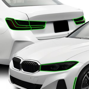 Fits BMW 3 Series Head Tail Light Precut Smoked Vinyl Tint Kit Film Overlay PPF Headlight Taillight 2019 2020 2021 2022 2023 2024