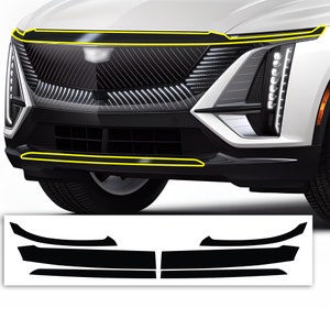 Fits Cadillac Lyriq 2023 2024 Front Grille Side Rear Vinyl Chrome Delete Trim Blackout Decal Sticker Cover Overlay