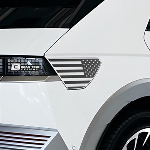 Fits Hyundai Ioniq 5 Plug-in Cap American Flag Vinyl Decal Stickers Distressed Blue Red Line 2022 2023 2024