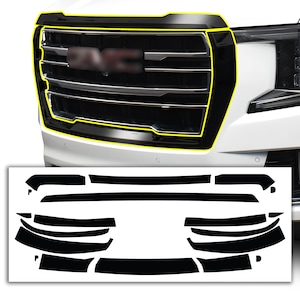 Fits GMC Yukon 2021 - 2025 Front Grille Side Rear Vinyl Chrome Delete Trim Blackout Decal Sticker Overlay Film 2022