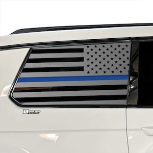 Fits 2021 - 2025 Jeep Grand Cherokee L Rear Quarter Window Thin Blue Line American Flag Vinyl Decal Stickers 2022 2023 2024 2025