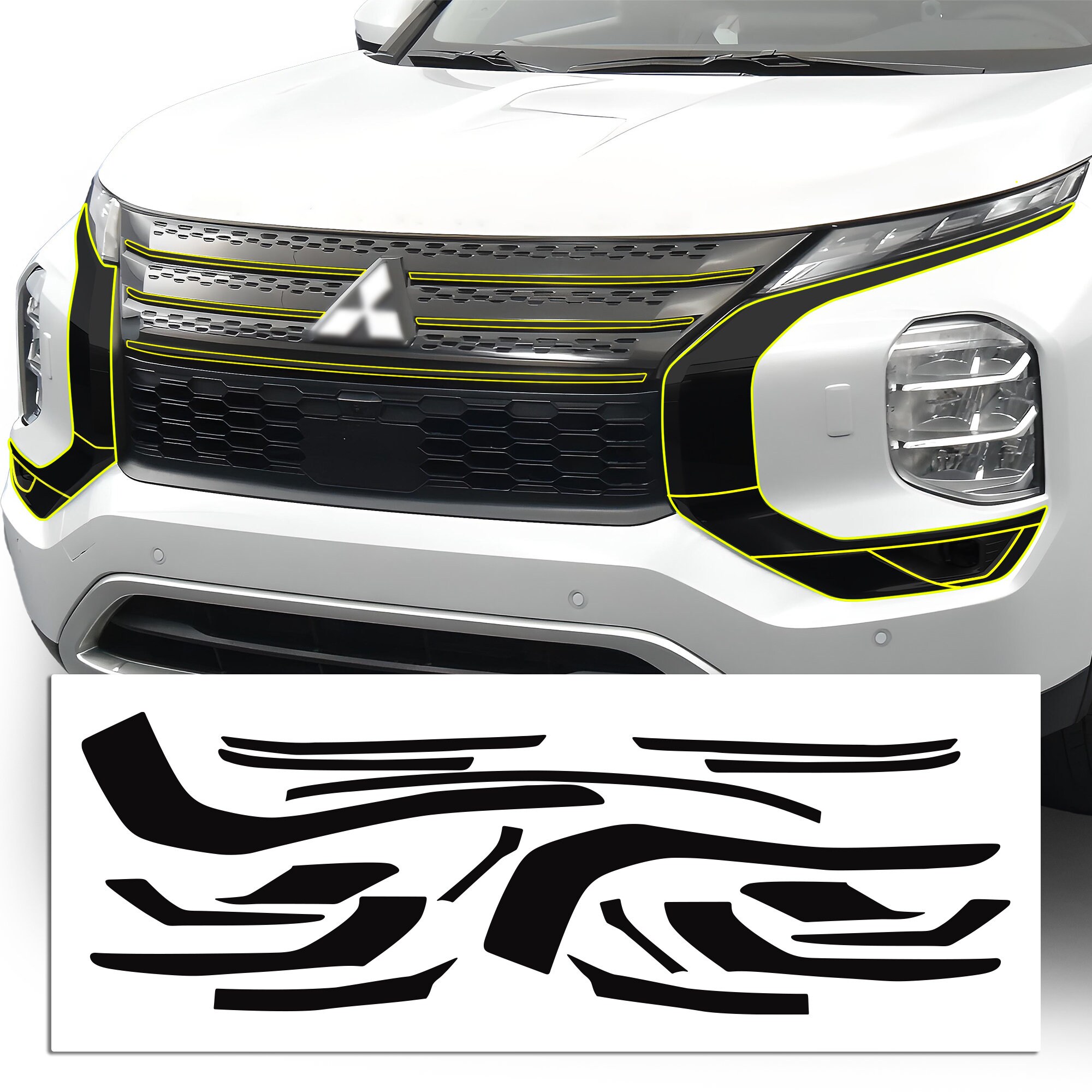 thumbnail image 2 of GZBFDHL Carbon Fiber Look 3D Sticker Decal Set For Mitsubishi Outlander 2020-2023 - Front & Rear Emblem Covers 2 of 6