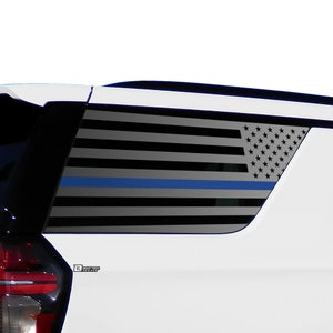 Fits Chevy Tahoe & GMC Yukon 2021 2022 2023 2024 2025 Chevy Tahoe Rear Quarter Window Thin Blue Line American Flag Vinyl Decal Stickers