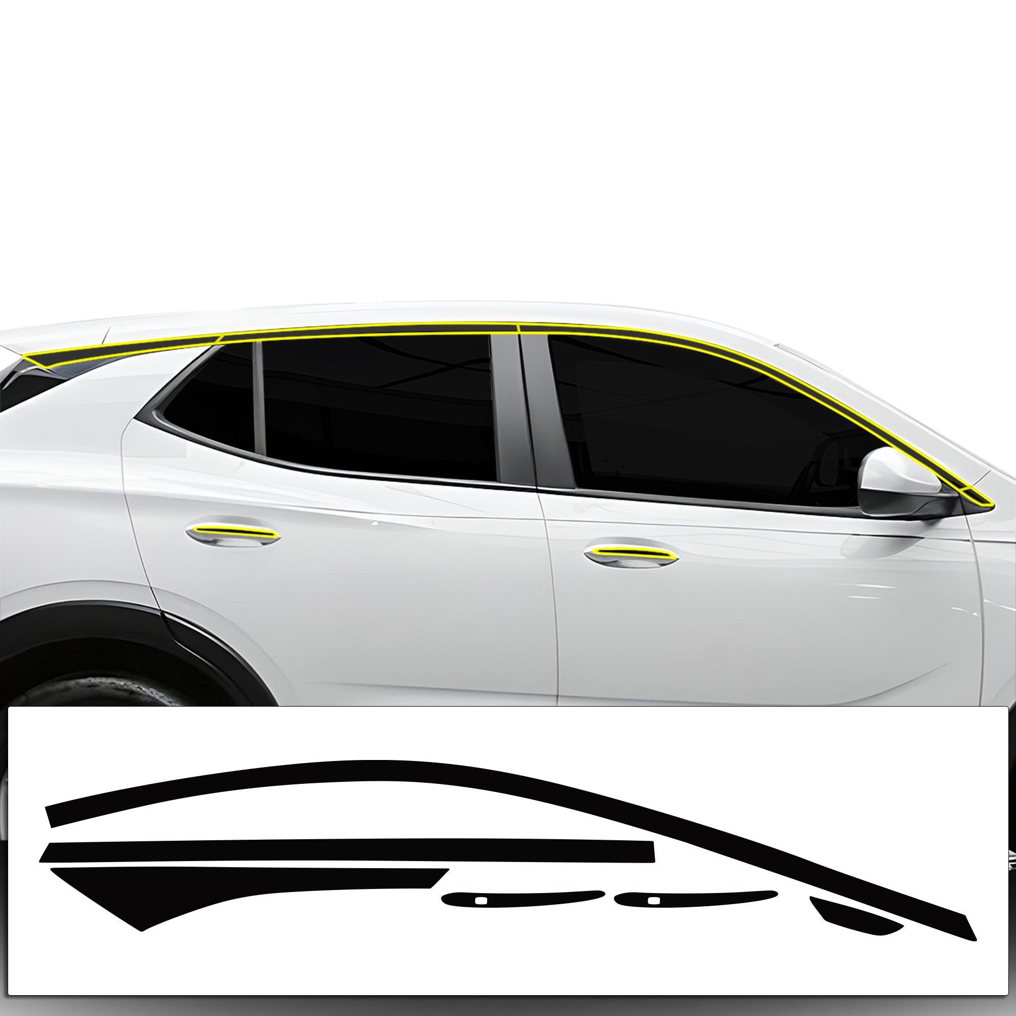 Fits Buick Encore GX 2020-2024 Front Grille Side Rim Vinyl Chrome Delete Trim Blackout Decal Sticker Overlay Film 2020 2021 2022 2023 2024