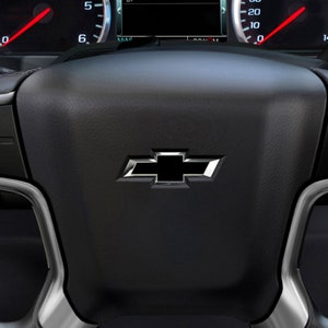 Fits 2014-2022 Chevy Silverado 1500 Precut Steering Wheel Bowtie Emblem Vinyl Decal Overlay