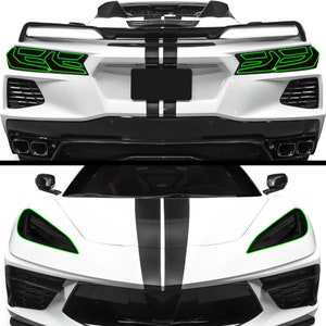 Fits Chevy Corvette C8 Head Tail Light Precut Smoked Vinyl Tint Kit Film Overlay PPF Cover Headlight Taillight 2020 2021 2022 2023 2024 2025