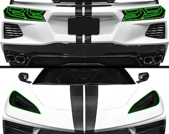 Kit de láminas tintadas ahumadas para faros delanteros y traseros del Chevy Corvette C8 (2020-2026)