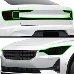 Fits Polestar 2 2020 - 2025 Head Reverse Brake Tail Light Precut Smoked Vinyl Tint Kit Film Overlay PPF Headlight Taillight 2025 2023 2022