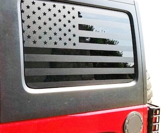 Fits 2018 - 2025 Jeep Wrangler 4 Door JLU Rear Quarter Window American Flag Vinyl Decal Stickers  2018 2019 2020 2021 2022 2023 2024 2025