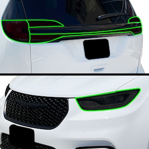 Fits Chrysler Pacifica 2021 - 2025 Head Tail Light Precut Smoked Vinyl Film Tint Kit Film Overlay PPF Cover Headlight Taillight 2022