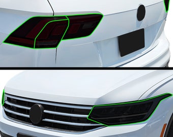 Passend für Volkswagen Tiguan Head Tail Light Precut Smoked Vinyl Tint Kit Film Overlay PPF Cover Scheinwerfer Rücklicht 2023 2022 2021 2020 2019 2018