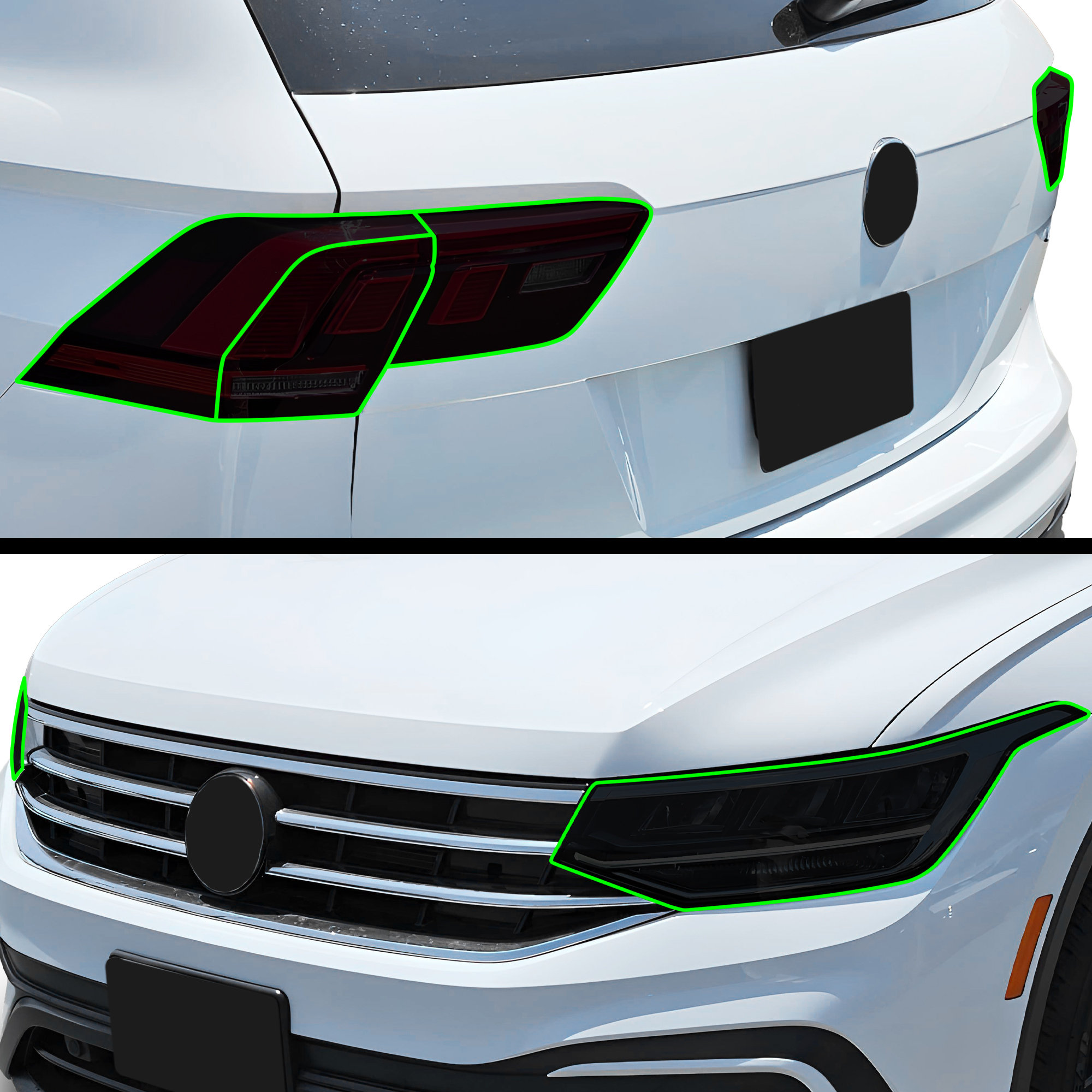 Passend für Volkswagen Tiguan Head Tail Light Precut Smoked Vinyl Tint Kit  Film Overlay PPF Cover Scheinwerfer Rücklicht 2023 2022 2021 2020 2019 2018  -  Schweiz