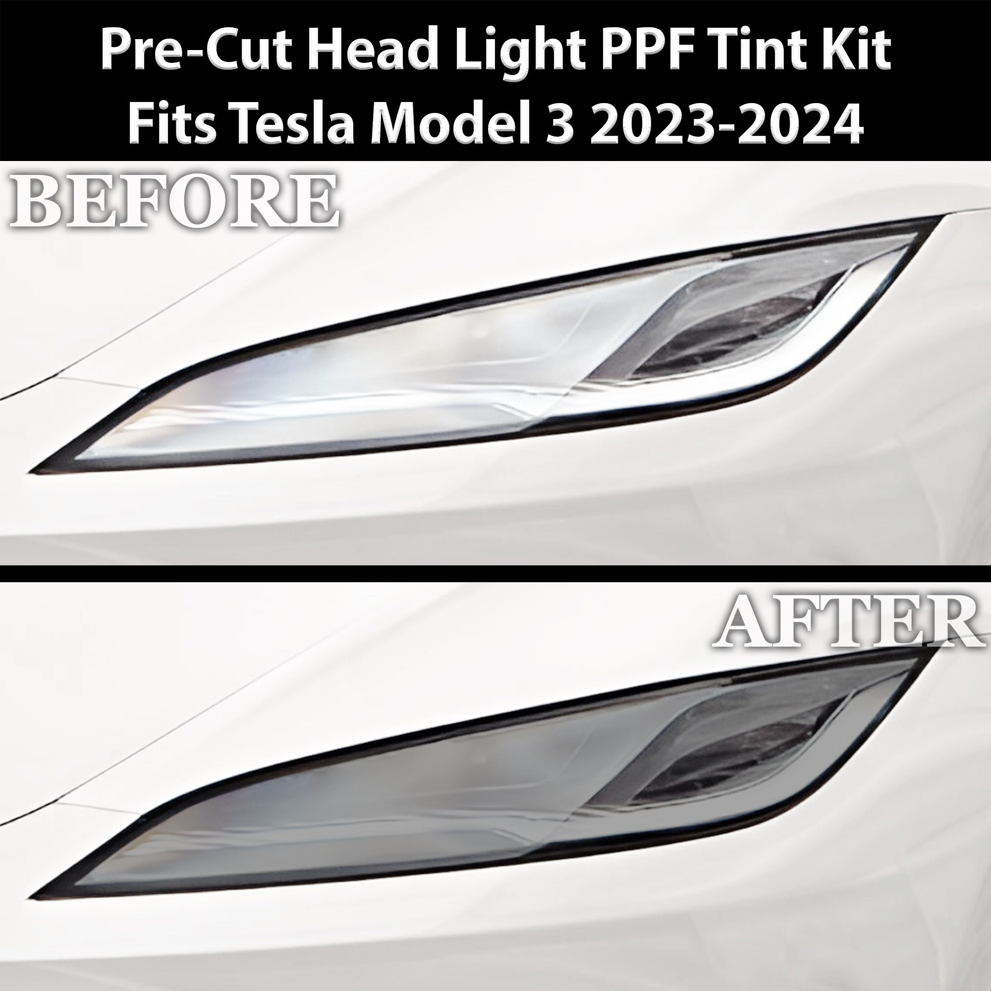Pre-Cut Smoke Vinyl Tint Overlay Kit For Tesla Model 3 Tail Lights - Dark Smoke Finish, Easy DIY Installation 6 thumbnail image