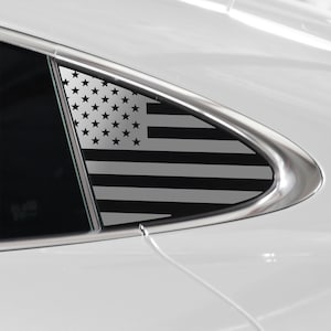 Fits Porsche Taycan 2020-2024 Quarter Window American Flag Vinyl Decal Stickers Distressed Blue Red Pink Line 2020 2021 2022 2023 2024