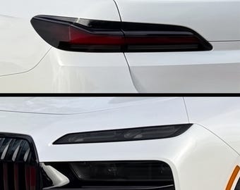 Zestaw przyciemnianych reflektorów i tylnych świateł BMW serii 7 z przydymionym winylem (2023-2026)