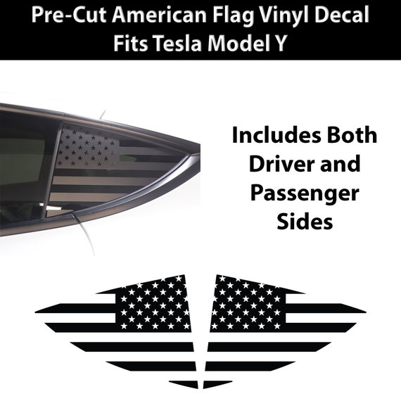 Tesla Model 3 Quarter Window Protector American Flag Decal Sticker Matte  Black