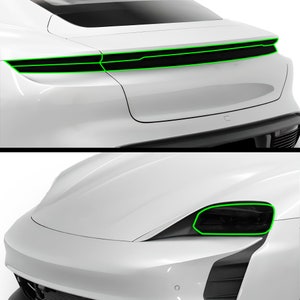 Fits Porsche Taycan 2020 - 2024 Head Tail Light Precut Smoked Vinyl Tint Kit Film Overlay PPF Headlight Taillight 2023 2022 2021