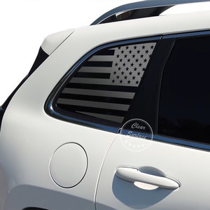 Fits 2014-2022 Jeep Cherokee Rear 3rd Quarter Window American Flag Vinyl Decal Stickers 2022 2021 2020 2019 2018 2017 2016 2015