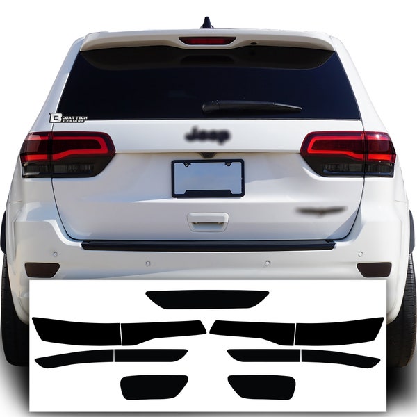 Fits 2014 - 2021 Jeep Grand Cherokee Taillight Hawkeye Style Reflector Third Brake Tail Light Lights Overlay Tint Cover 2015 2016 2017 2018