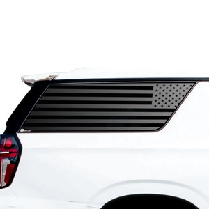 Fits 2021-2025 Chevy Suburban GMC Yukon XL Rear Back Quarter Window American Flag Vinyl Decal Stickers Distressed Blue Red Pink Line