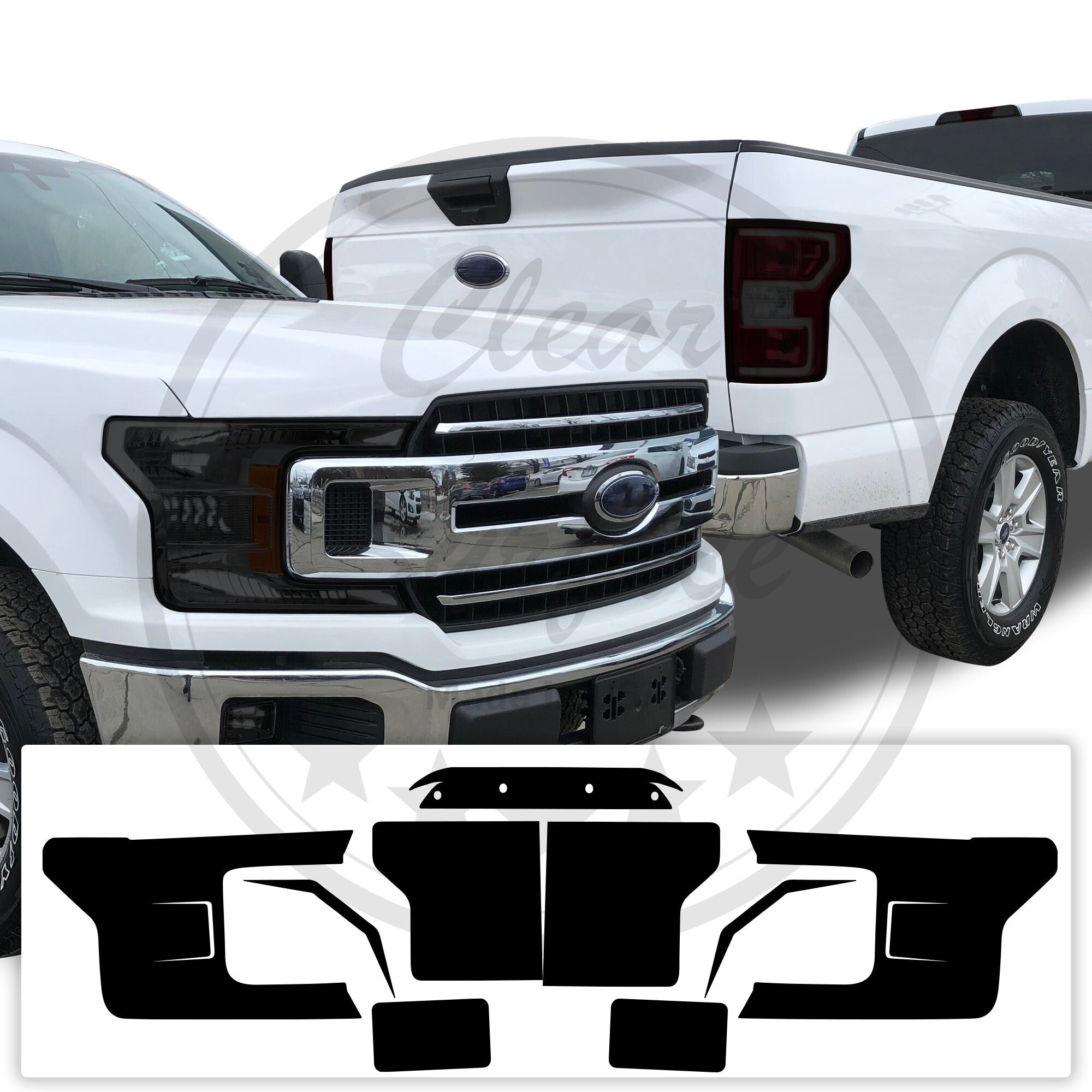 JeCar Smoked Tail Light Covers For 2021-2024 Ford F150 - ABS Trim Guards (Pair)
