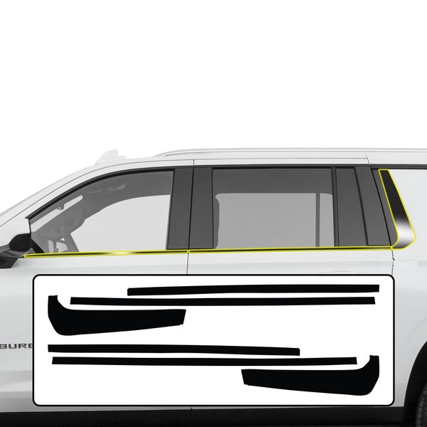 Fits Chevrolet Tahoe Suburban 2021 2022 2023 Window Vinyl Chrome Delete Trim Blackout Decal Sticker Cover Overlay