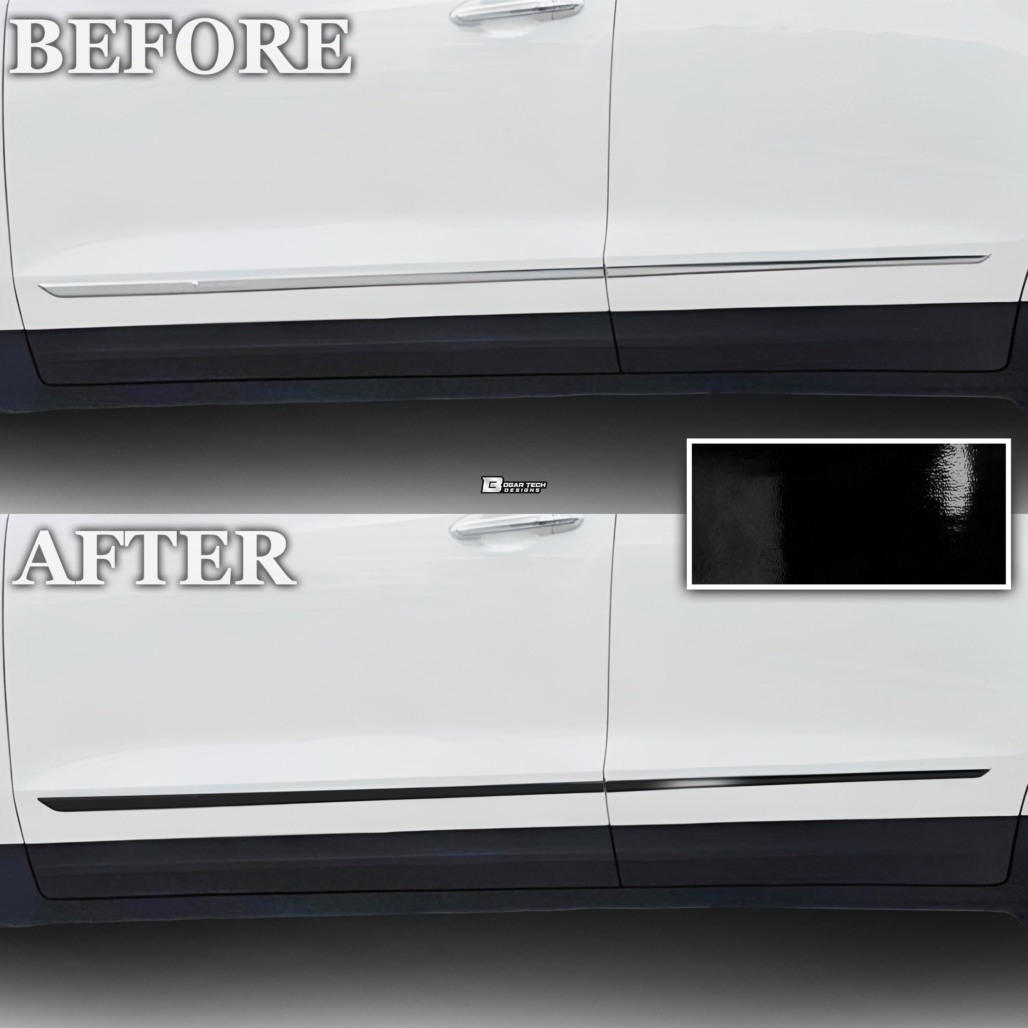 thumbnail image 2 of Chrome Delete Vinyl Overlay Kit For 2020+ Cadillac XT6 Tailgate Trim – Matte Blackout By GG Wraps 2 of 4