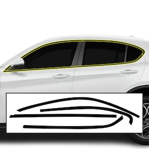 Fits Alfa Romeo Stelvio 2019-2024 Front Sides Wheel Vinyl Chrome Delete Trim Blackout Decal Sticker Film Overlay 2020 2021 2022 2023 2024