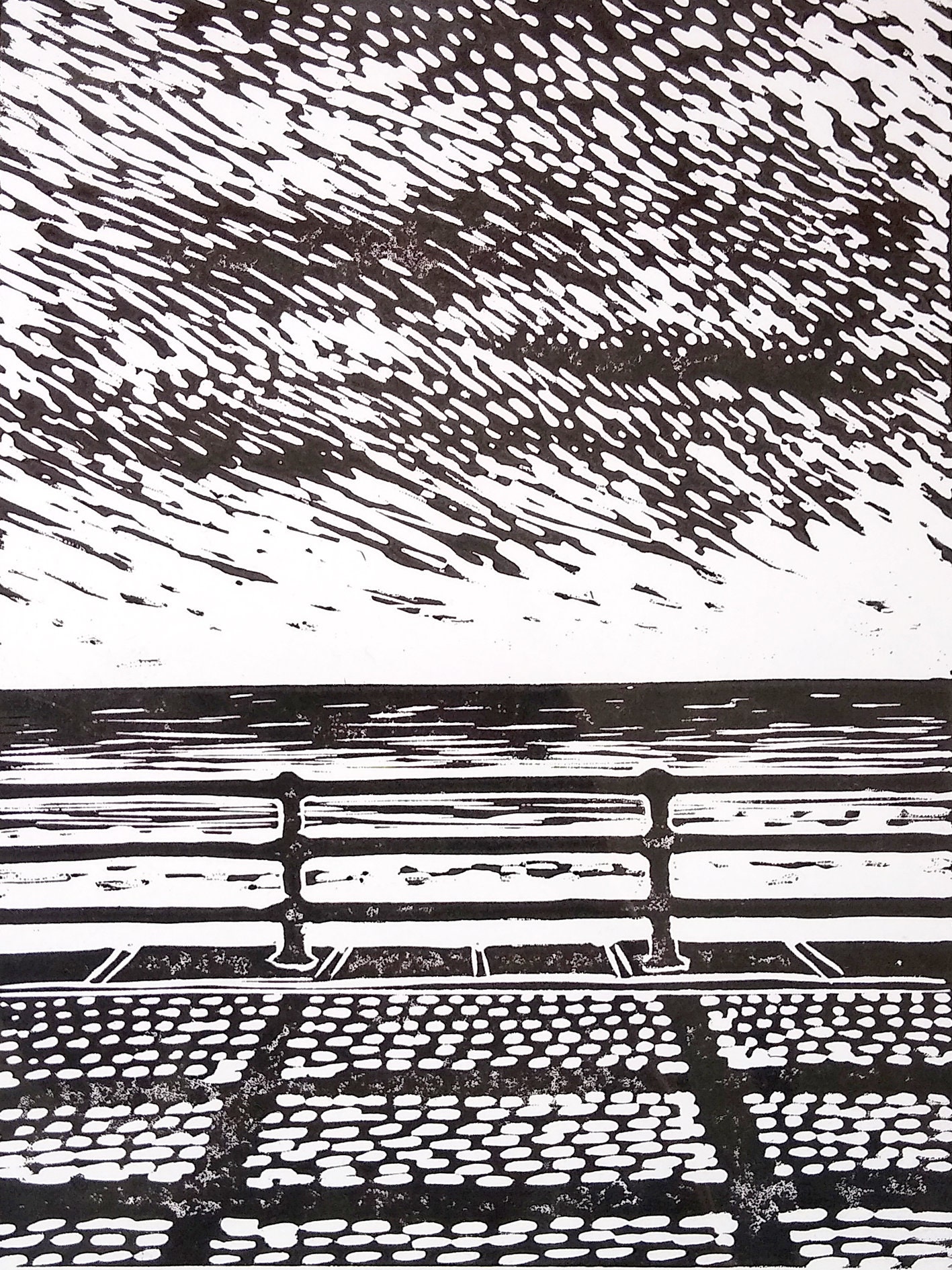 A4 Original Lino Print North Sea View Limited Edition Print - Etsy