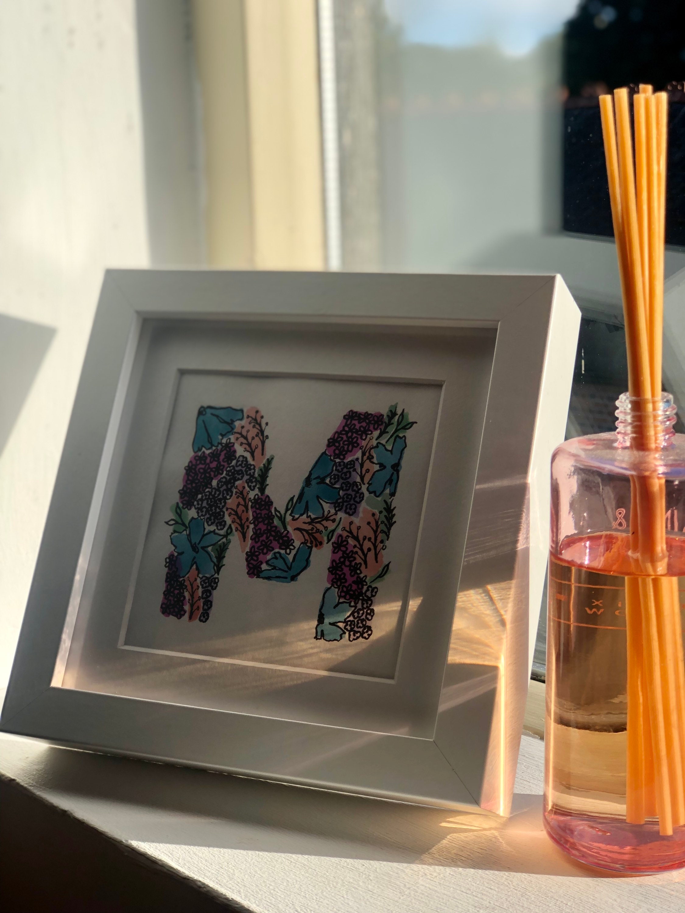 Hand Painted Flower Initial Watercolour Painting Floral - Etsy