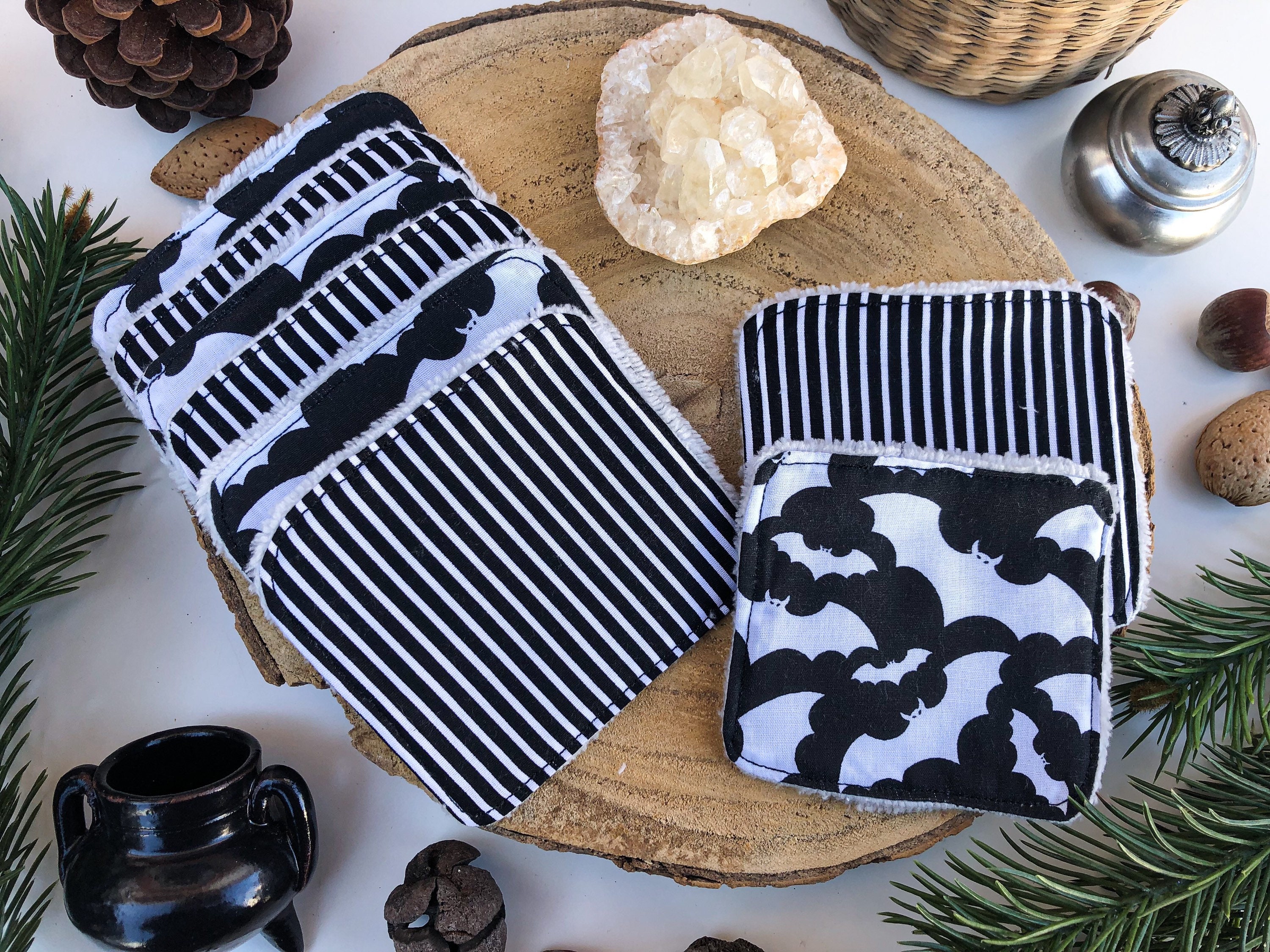 Bats 9-Pack Reusable Cleansing Bamboo Towels | Skin Cleanser, Make Up Remover, Handmade Cleansing Bamboo, Eco-Friendly Beauty Care