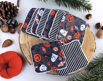 Trick or Treat 9-Pack Reusable Cleansing Bamboo Towels for Spooktacular Skincare | Skin Cleanser Pads, Eco Friendly, Low Waste, Handmade