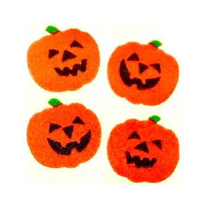 PUMPKIN JACK-O-LANTERN Fuzzy Sandylion Stickers  1 square ~Vintage~ Rare