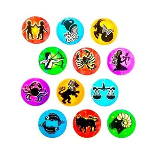Adesivos Sandylion brilhantes de aniversário dos signos do Zodíaco - 1 quadrado raro * vintage *