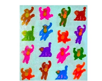 Sandylion Vintage Super Rare Pearl Mini Monkey Stickers on Blue