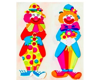 CLOWN CLOWNS Kromekote Sandylion Stickers - 1 square   RARE Vintage