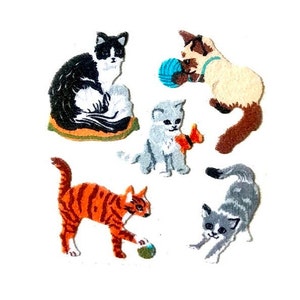 KITTENS CATS PLAYING Fuzzy Sandylion Stickers Theme Vintage
