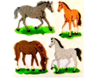 HORSES Fuzzy Sandylion Stickers  1 square Vintage