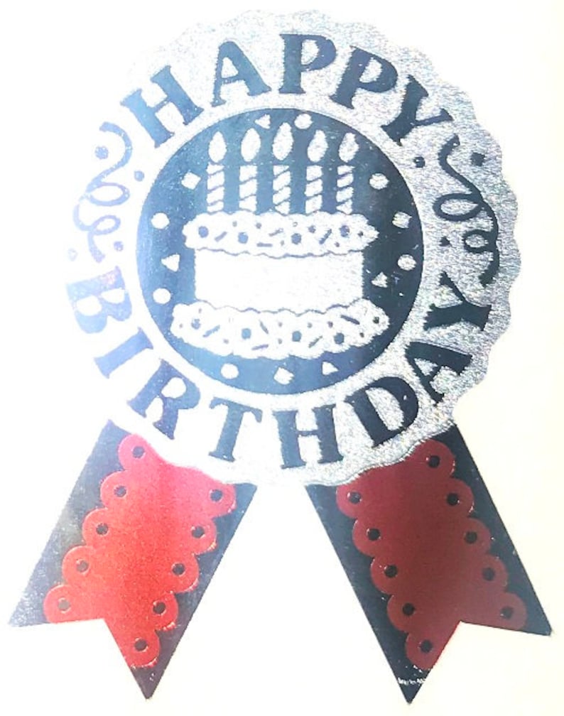 HAPPY BIRTHDAY Ribbon Mylar Sandylion Stickers Theme *1 Square* Vintage ...
