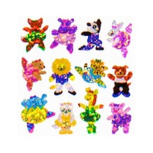 Vintage ANIMAL BALLET Glittery Sandylion Stickers   1 square **Rare**