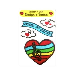 Stickers Scratch 'n Sniff Design-A-Tattoo Hearts lion des sables - 1 carré Rare vintage