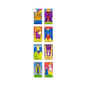 RELIGIÖS Noah, David, Solomon, Moses, Jonah, Samson,Joseph, Mary Kromekote Sandylion Aufkleber - 1 Streifen *Vintage* Kromekote