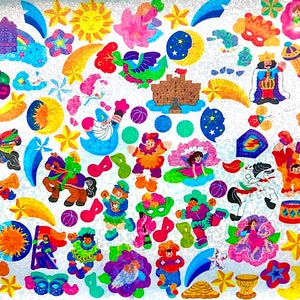 FANTASY MAGICAL Glittery Super Maxi Sandylion Stickers ** vintage ** 1 feuille