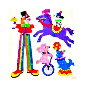 Stickers lion des sables scintillants CIRCUS CLOWN - 1 carré ~ Vintage rare