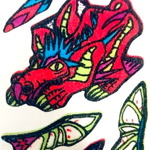 Scratch 'n Sniff Design a Tattoo Sandylion Stickers 1 square RARE Vintage Dragon